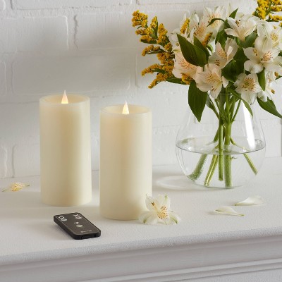 Condition photo showing New/Like New for 2pk 3" x 6" led candles cream - threshold™: paraffin wax, traditional decor, pillar style