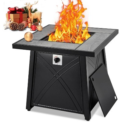 Nasitip 28" 50,000BTU Propane Fire Pit Table, CSA Certified Steel Fire Table with Cover, Black