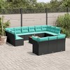 vidaXL 14 Piece Patio Sofa Set with Cushions Black and Blue Poly Rattan - 2 of 4