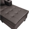 CAVINAS 96 Inch Sectional Sofa for Living Room with L Shape Chaise Lounge,4 Seats,Convertible Modular Couch with Cup Holder,2 Pillows,Dark Brown - 4 of 4