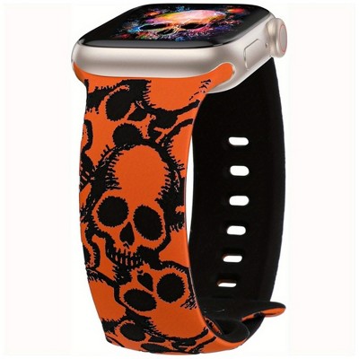 HTUTWOO Halloween Engraved Band Compatible with Apple Watch Band 42/44/45/49mm Silicone Strap for iWatch Series 10/9/8/7/6/5/4/3/2/1/SE