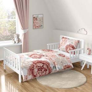 Sweet Jojo Designs Girl Toddler Bedding Set Peony Floral Garden Pink and Ivory 5pc - 1 of 4