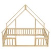 JUJABU Full Wood House-Shaped Floor Bed with Fence, Guardrails - 2 of 4