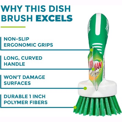 Libman Green and White Ergonomic Kitchen Brush Set - 3 Pack