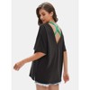 EXLURA Women's Casual Oversized V Neck T-Shirts Tops Reversible Athletic Workout Crew Neck Fashion Trendy Tee - 4 of 4