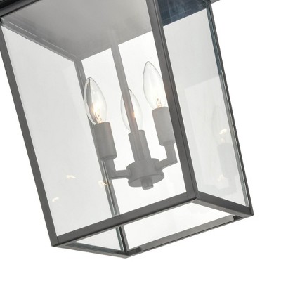 Fetterton Contemporary Black Glass Outdoor Lantern, 11" Wide