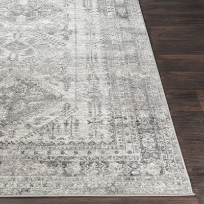 Charcoal Gray Synthetic Rectangular Stain-Resistant Area Rug