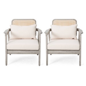 Christopher Knight Home Ursa Outdoor Patio Club Chairs Acacia Wood Gray - 1 of 4