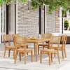 Outdoor Rustic Style 7 PCS Dining Set, Plastic Rattan Weaving Chairs and Dining Table, Dining Chairs with Acacia Wood Frame-Coolbibila - 3 of 4