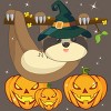 Women's Design By Humans Funny Witch Sloth With Jack O Lantern Halloween T-Shirt By thebeardstudio Racerback Tank Top - 2 of 3