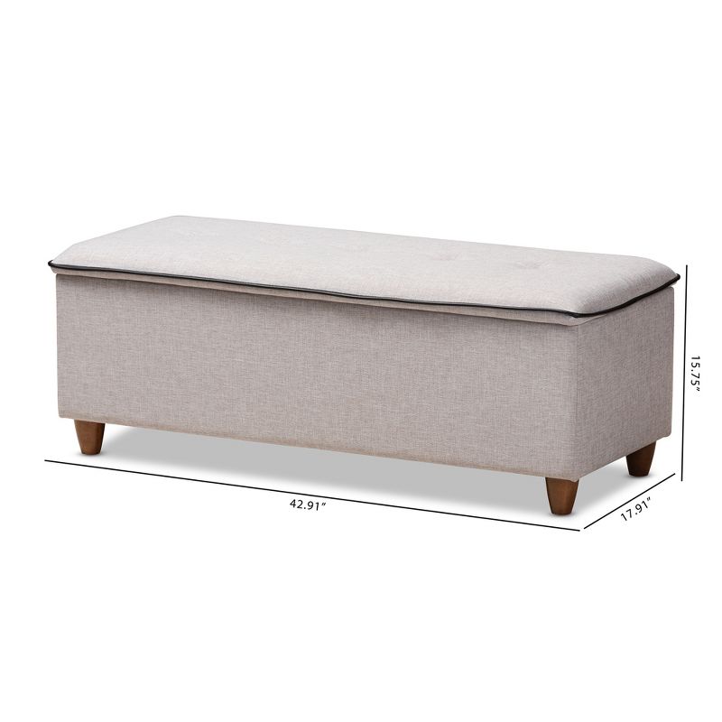 Marlisa Walnut Finished Wood and Fabric Upholstered Button Tufted Storage Ottoman Gray - BaxtonStudio, 4 of 11