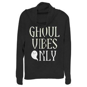 Juniors Womens Lost Gods Halloween Ghoul Vibes Only Cowl Neck Sweatshirt - 1 of 4