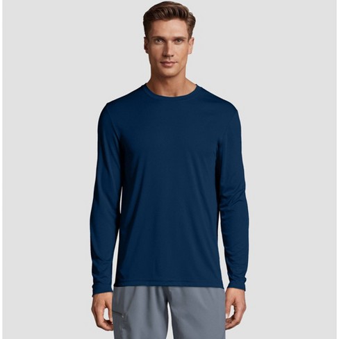 Hanes Men s Long Sleeve Cooldri Performance T shirt Navy S Target