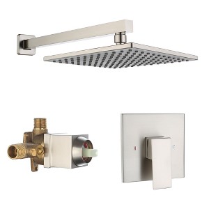 CASAINC Single-Handle 1-Spray Pattern 10 Inches with 1.8 GPM Wall Mount Square Shower Faucet (Valve Included) - 1 of 4