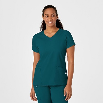 Wink W123 Women's Y-neck Wrap Scrub Top, Caribbean Blue, 2x : Target