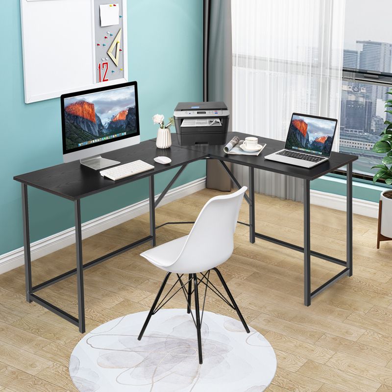 Tangkula L Shaped Gaming Desk Corner Computer Desk Workstation for Home Office Brown/Black, 2 of 6