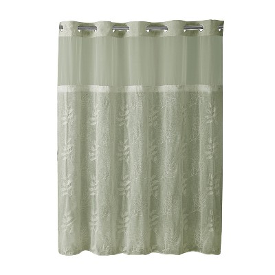 Palm Leaves Shower Curtain with Liner Green - Hookless