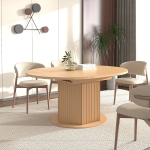 Round Dining Table for 4-6 People, Kitchen Table with Bump Texture Base, Wooden Dinner Table for Dining Room Family Gathering - 1 of 4