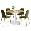 5 Piece Round Table Set,Small Round Dining Table For 4 Upholstered Chairs with Oak Legs-Maison Boucle - image 2 of 4