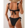 Eomenie Women's Bikini Sets Two Piece Metal Swimsuits V Neck Lace Up Bathing Suits Wide Strap Tie Back Swimwear - 2 of 3