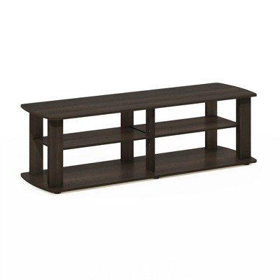 Dark Brown Composite Wood 3-Tier TV Stand with Cabinet