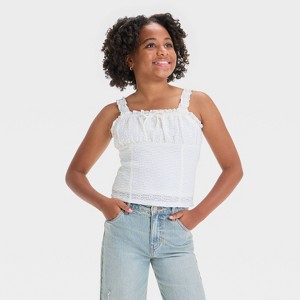 Girls' Ruched Lace Tank Top - art class™ - 1 of 3