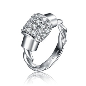 Guili Elegant Sterling Silver Twisted Ring with a Cluster of Clear Cubic Zirconia for a Chic and Timeless Sparkling Design, Size 6, 7, and 8. - 1 of 3