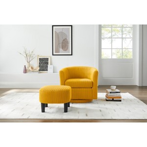 TOAOTBNBO 360° Swivel Accent Chair with Ottoman, Corduroy Arm Chair with Soft Cushion Modern Barrel Chair for Living Room - 1 of 4
