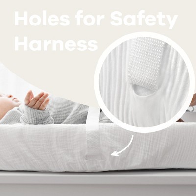 White Muslin Fitted Changing Pad Cover for Baby Diaper Station
