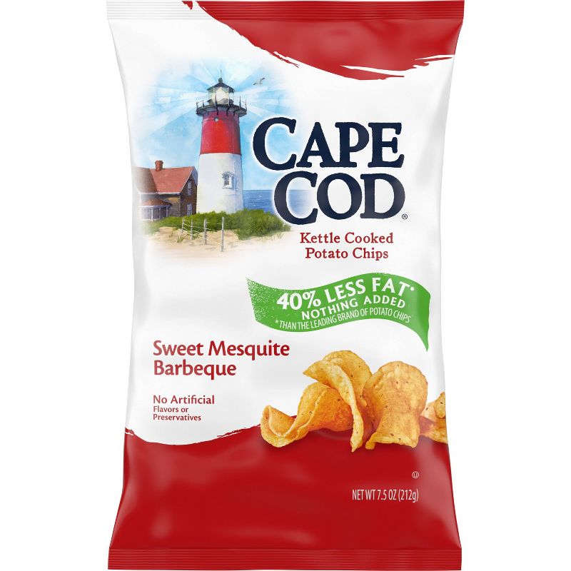 Cape Cod Potato Chips Less Fat Sweet Mesquite Barbeque Kettle Chips - 7.5oz, 1 of 8