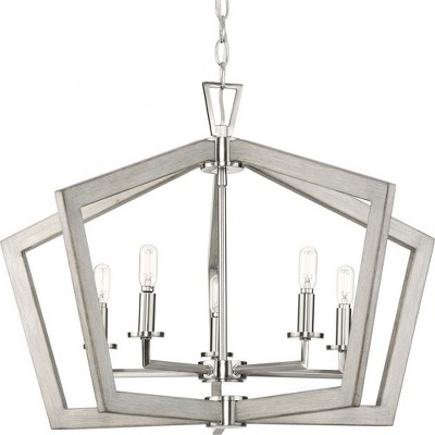 Progress Lighting Galloway 5-Light Chandelier, Brushed Nickel, Open Frame, Collection: Galloway, Material: Steel, Finish Color: Brushed Nickel