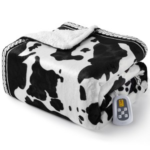 Coucheta Heated Throw, Cow Print, Fast Heating LCD Controller, 6 Heat Levels, 4-Hr Auto Shut Off, ETL Certified, Machine Washable, Multi sizes&colors - 1 of 4