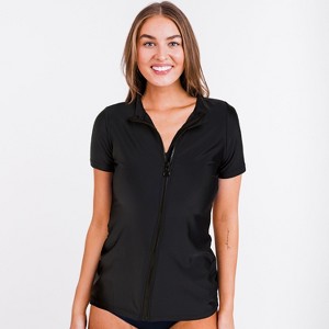 Calypsa Women's Full-Zip Short Sleeve UPF 50+ Adele Swim Top - 1 of 4