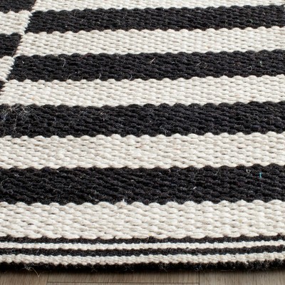 Montauk Black and Ivory 6' Square Handwoven Cotton Area Rug