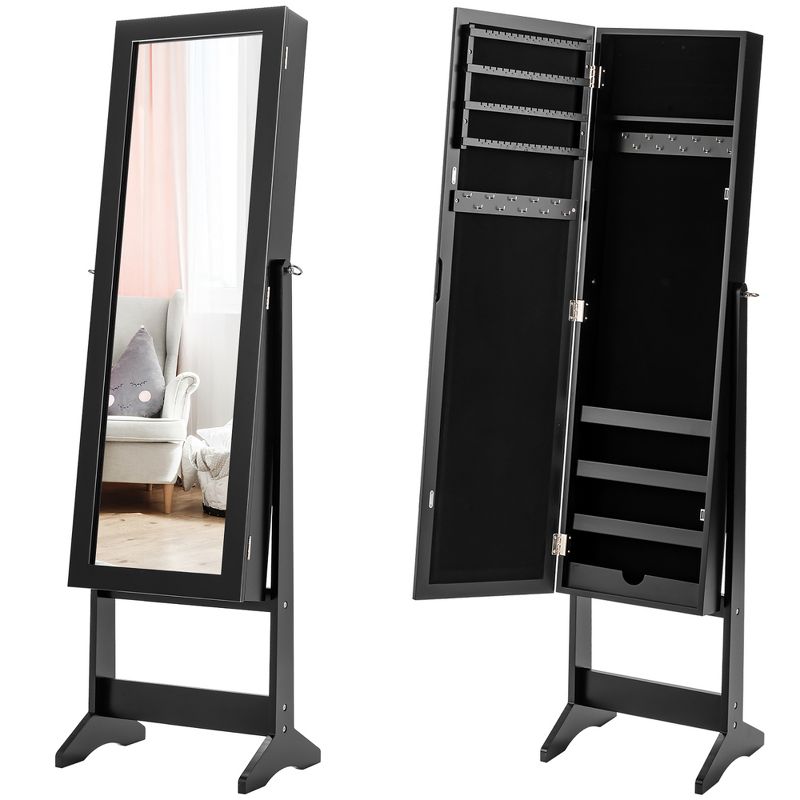 Costway Jewelry Mirrored Cabinet Armoire Organizer Storage Box w/ Stand Christmas Gift, 2 of 11