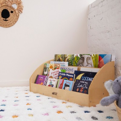 Natural Birch Toddler Book Display with Adjustable Shelves