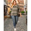 Agnes Orinda Women's Plus Size Comfy Knit 3/4 Sleeve V Neck Stripe Boho Casual Blouse - 3 of 4