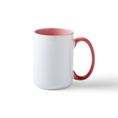 Miami Beveled Ceramic Mug Blank with Pink Handle
