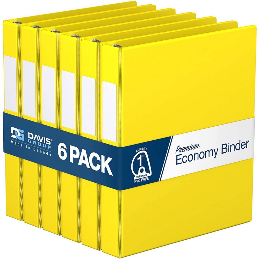 Photos - File Folder / Lever Arch File Davis Group 6pk 1" Premium Economy Angled D-Ring Binder Yellow