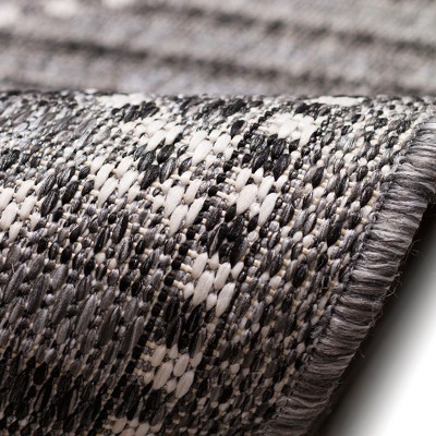 Checker Diamond Charcoal 58.5" Synthetic Indoor/Outdoor Rug