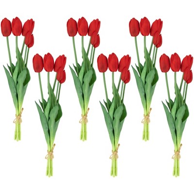 Northlight Real Touch™ Red Artificial Tulip Floral Bundles, Set Of 6 ...