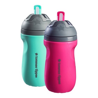 Image of Tommee Tippee 9 fl oz Insulated Non-Spill Portable Sippy Toddler Cups - Pink/Mint - 2pk