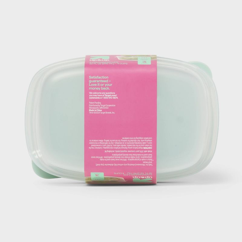 Medium Rectangle Food Storage Containers - 32 fl oz/3ct - up &#38; up&#8482;, 3 of 4