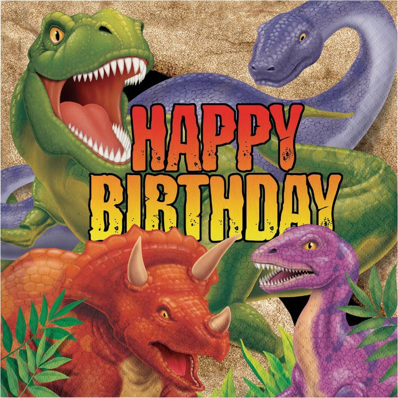 48ct Dinosaur Print Birthday Napkins, 1 of 4