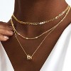 Layered CZ Rondelle Pendant Necklaces for Women,14K Gold Trendy Chain Dainty Circle Rondelle Choker for Women Two-Toned Cubic Zirconia Gold Necklace - 3 of 4