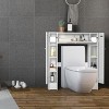 Costway Over the Toilet Storage Wooden Cabinet Drop Door Spacesaver Bathroom White - 3 of 4