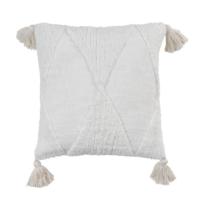 Saro Lifestyle Tassel Design Tufted Diamond Throw Pillow With Poly Filling, 1 of 4