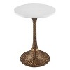 Royal Hampton Accent Side Table with 14.5 Inch Round White Marble Top and Hammered Pedestal Base - 3 of 4