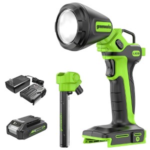 Greenworks POWERALL 24V Cordless 800 Lumens 2 in 1 Work Light Kit with 2.0Ah Battery and Charger - 1 of 3