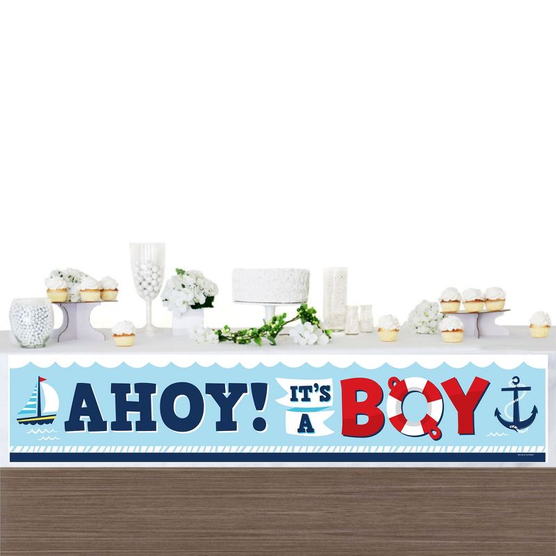 Big Dot of Happiness Ahoy It's a Boy - Nautical Baby Shower Decorations Party Banner, 3 of 8